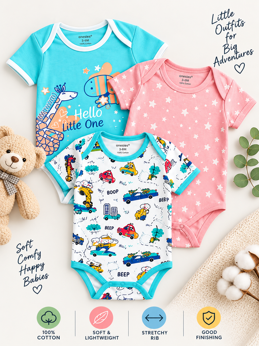 Baby 3 pack S/S Bodysuits Mixed