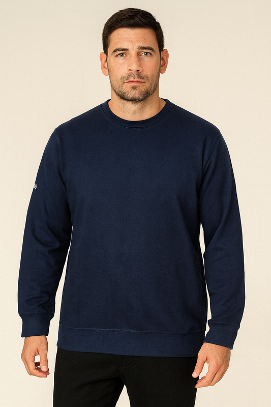 Men Pullover Fleece Navy Sweatshirt
