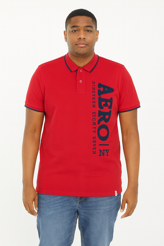 Mens Red Applique Polo