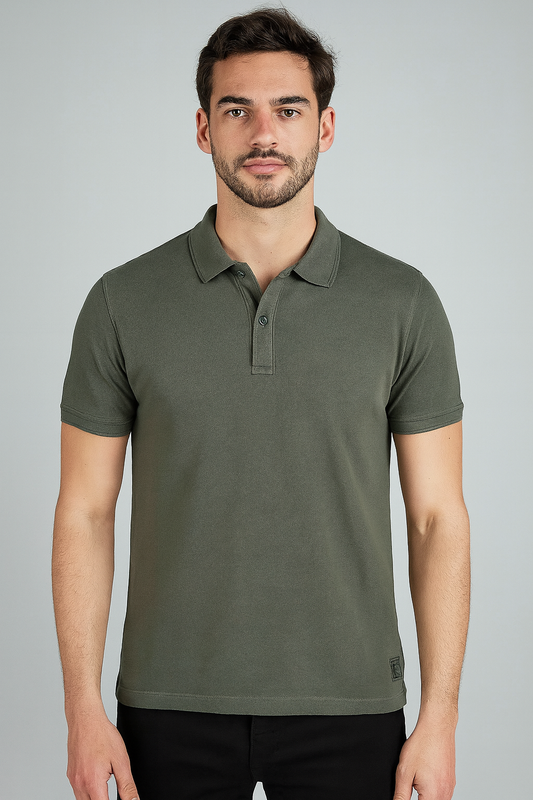 Mens Green Collar T-Shirt
