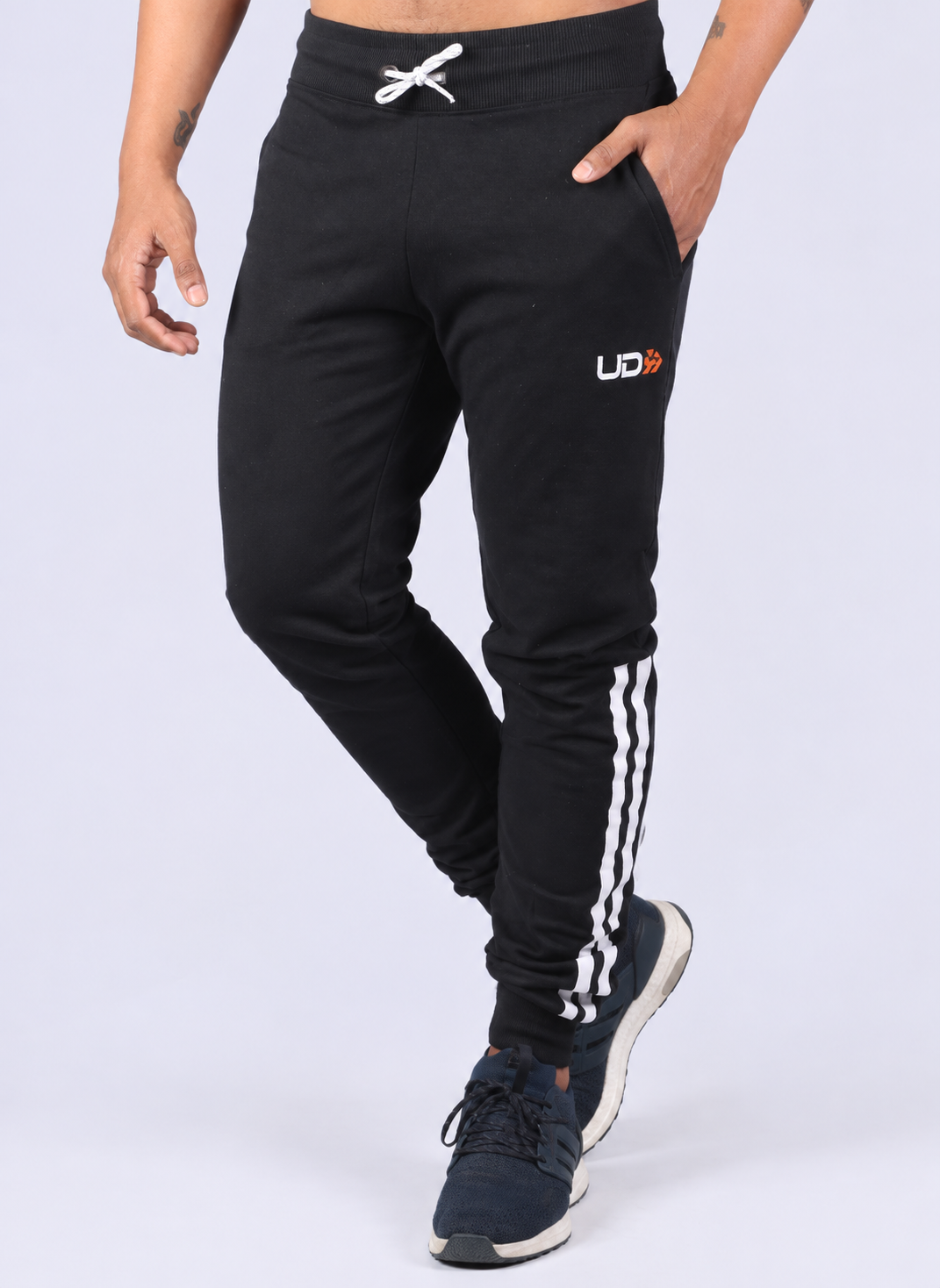 Mens French Terry Joggers Twill Tape Trim