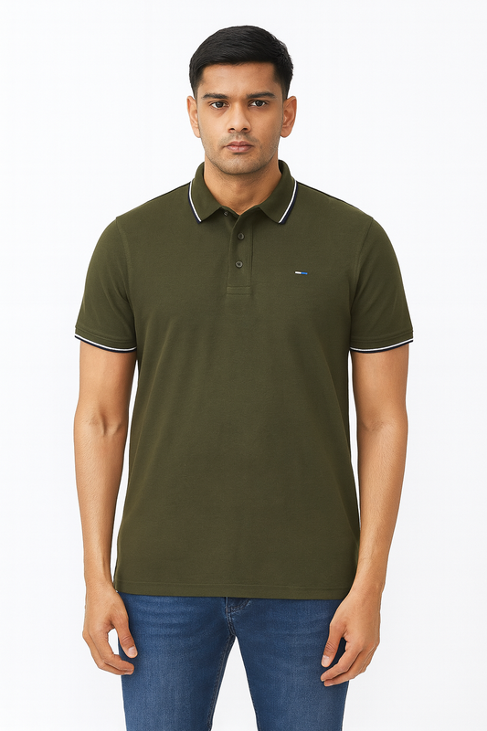 Mens Short Sleeve Green  Polo