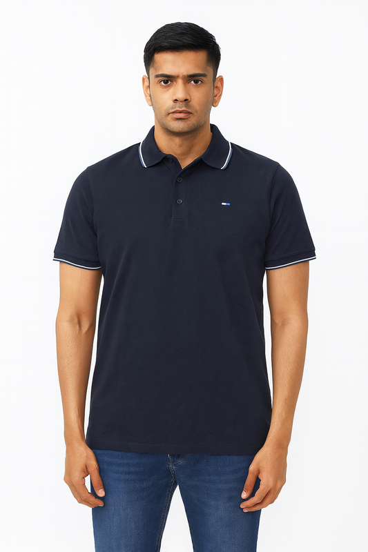 Mens Short Sleeve Navy Blue Polo