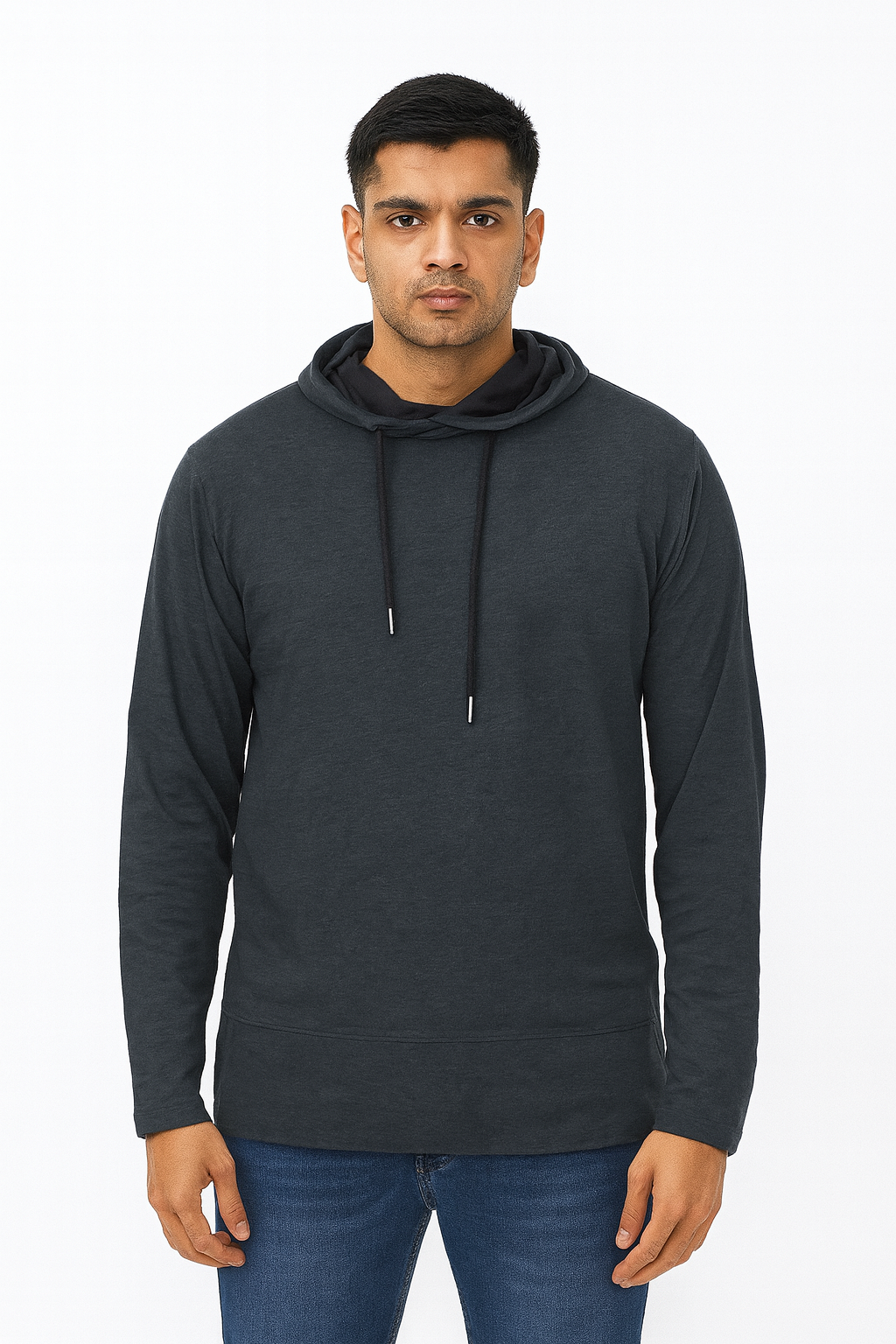 Mens Hooded T Shirt Charcoal