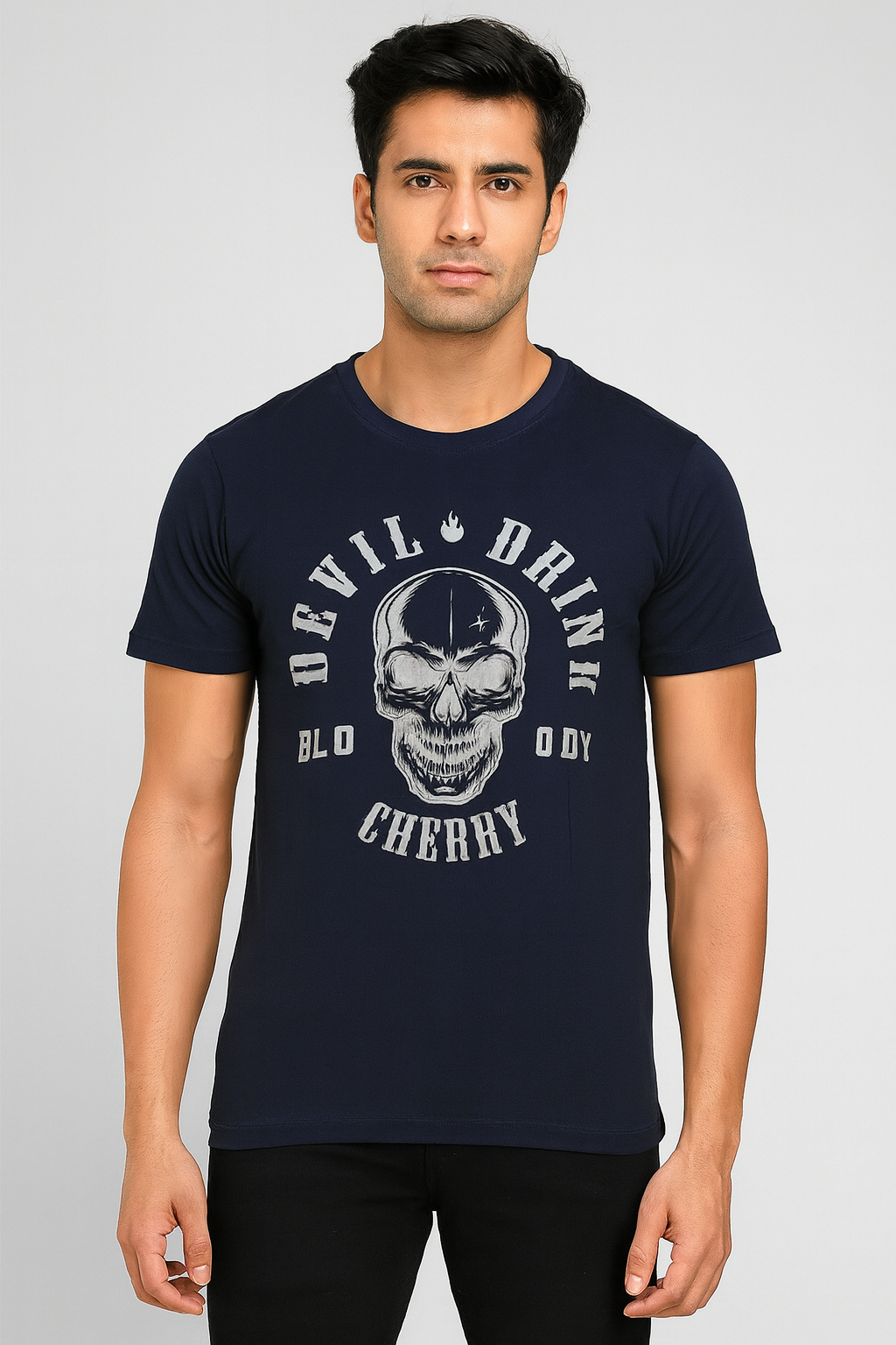 Mens Printed Navy T Shirt