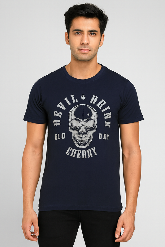 Mens Printed Navy T Shirt
