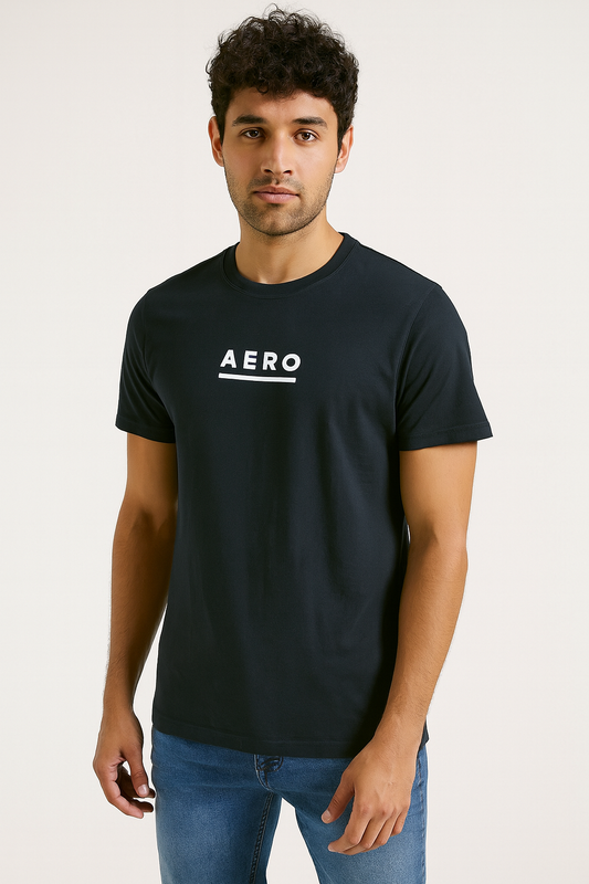Mens Black Aero Print T Shirt