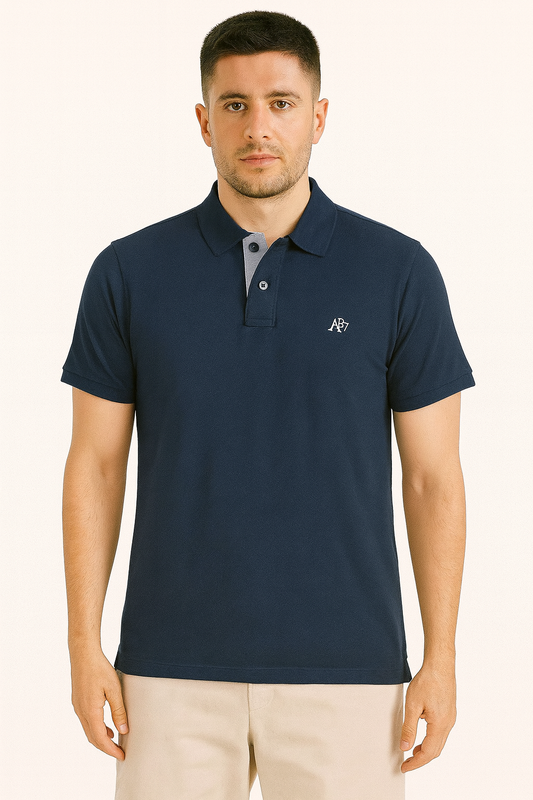 Mens Collar T Shirt Navy-Grey