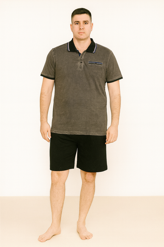 Mens Garment Dyed Stretch Polo