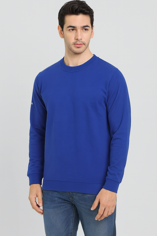 Men Pullover Fleece Royal Blue Sweatshirt