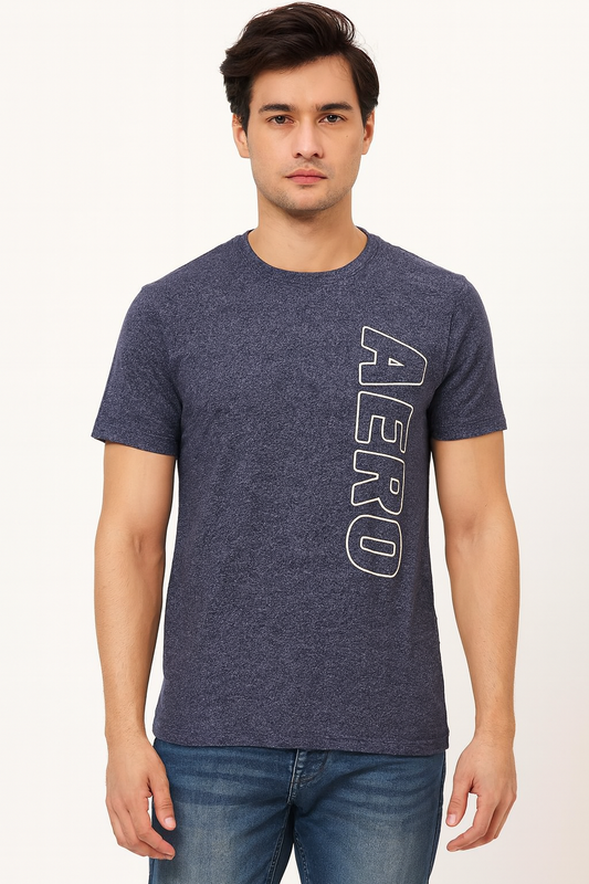 Mens Embossed Navy T-Shirt