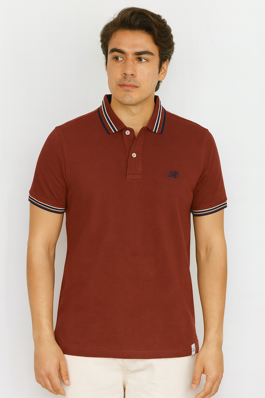 Mens Brown Collar T Shirt