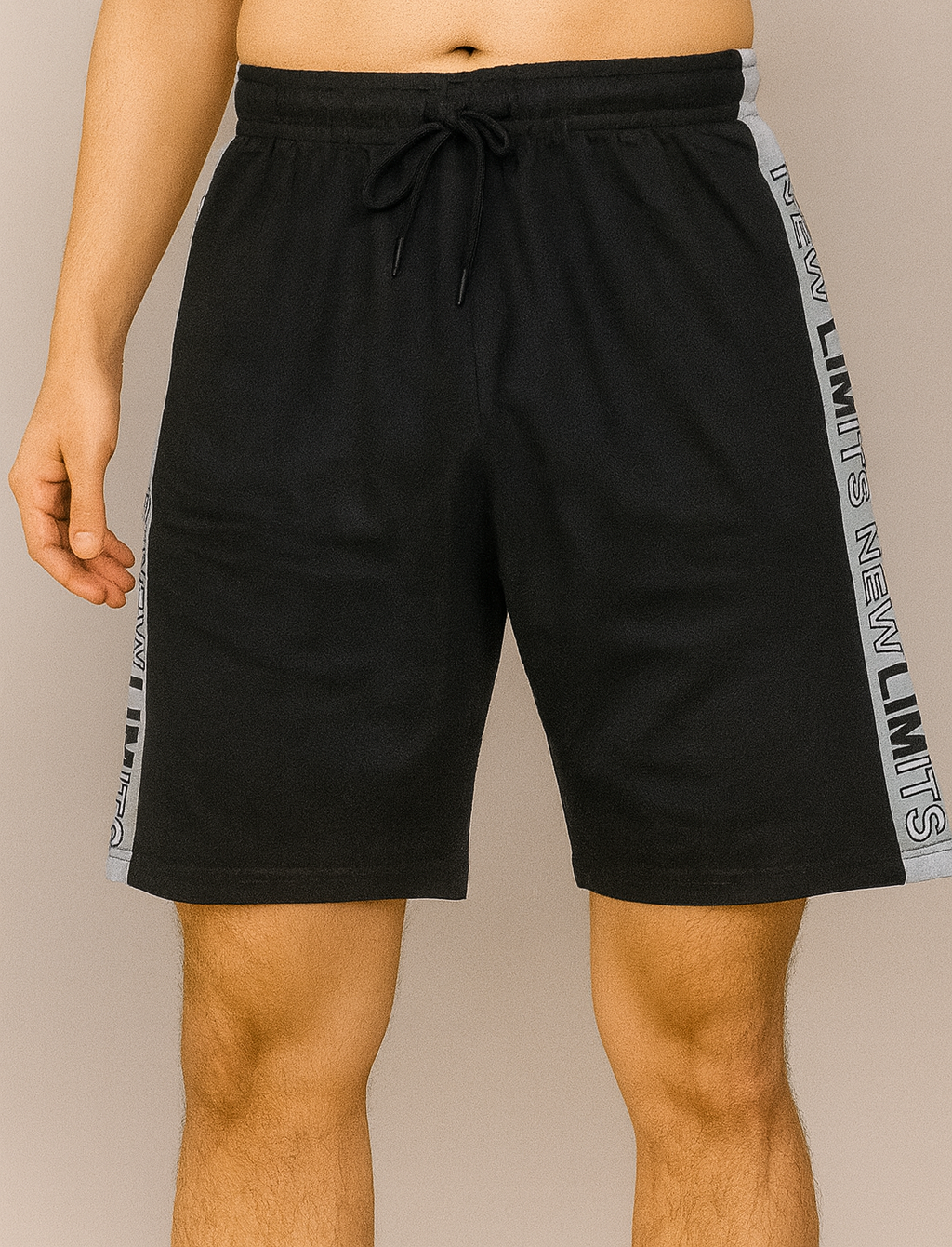 Mens French Terry Panel Shorts Black