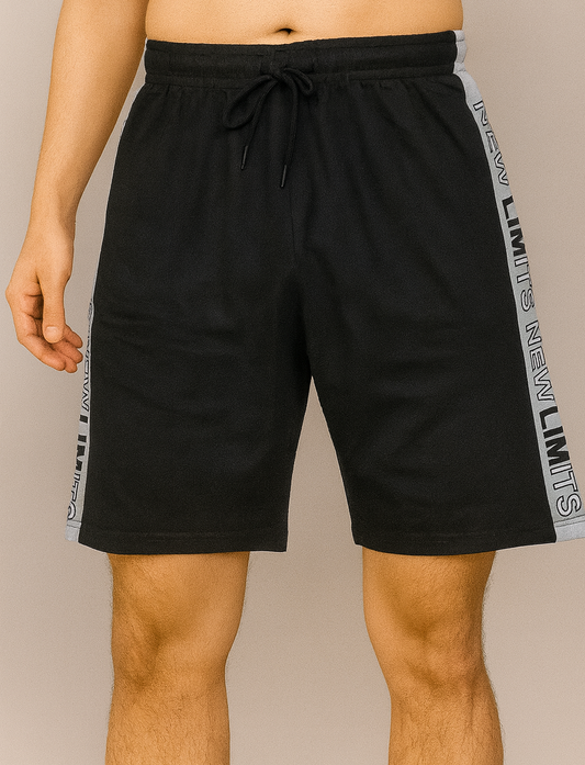 Mens French Terry Panel Shorts Black