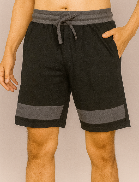 Mens French Terry Knit Shorts Black / Grey Melange