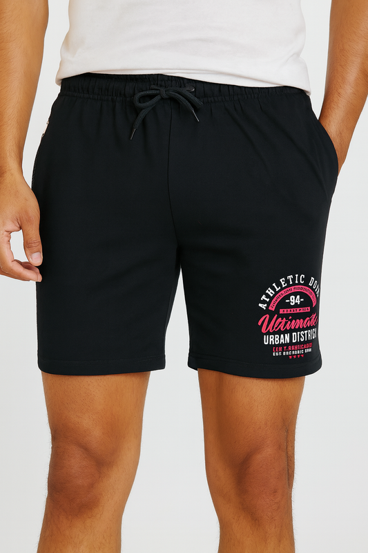 Mens French Terry Knit Shorts | Black