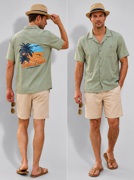 Mens Beach Outfit Green Shirt