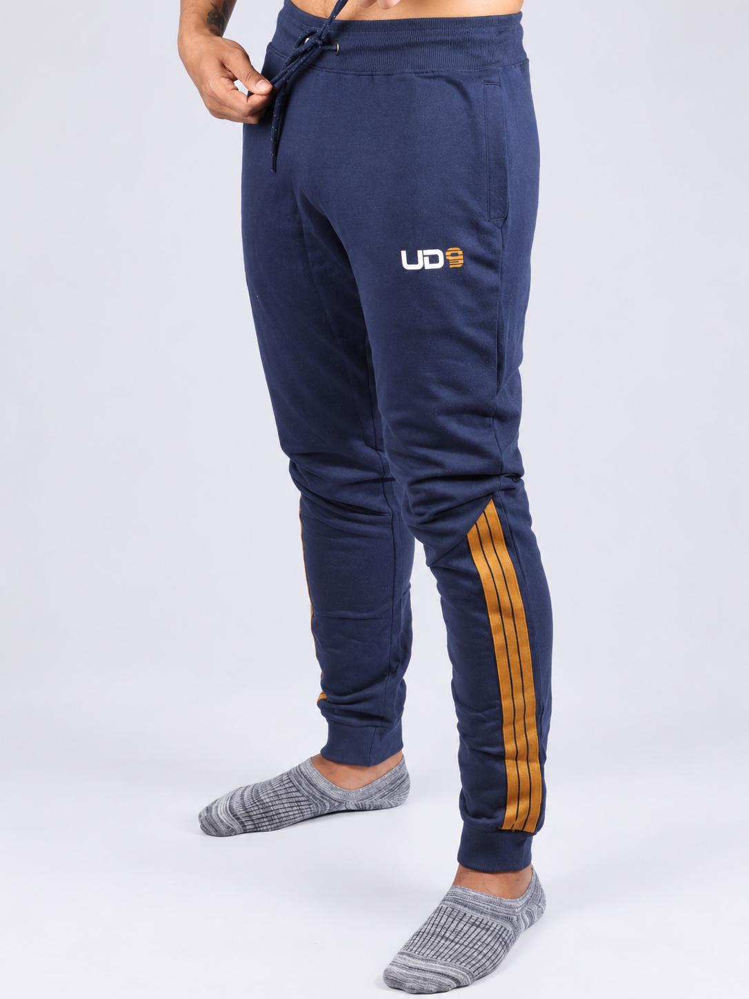 Mens French Terry Joggers Twill Tape Trim