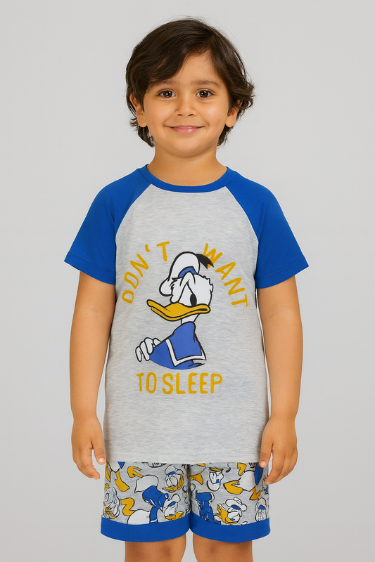Boys Printed Shorty Set Grey
