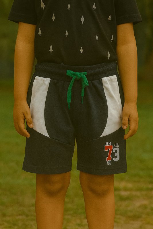 Boys French Terry Cut N Sew Shorts Black