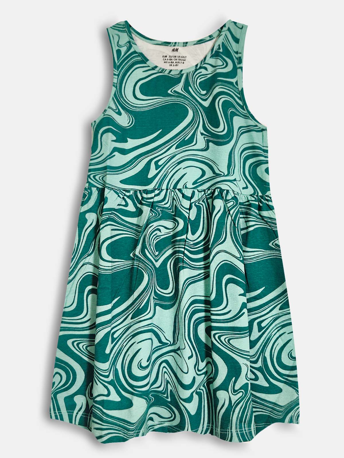 Girls Printed Dress Green AOP