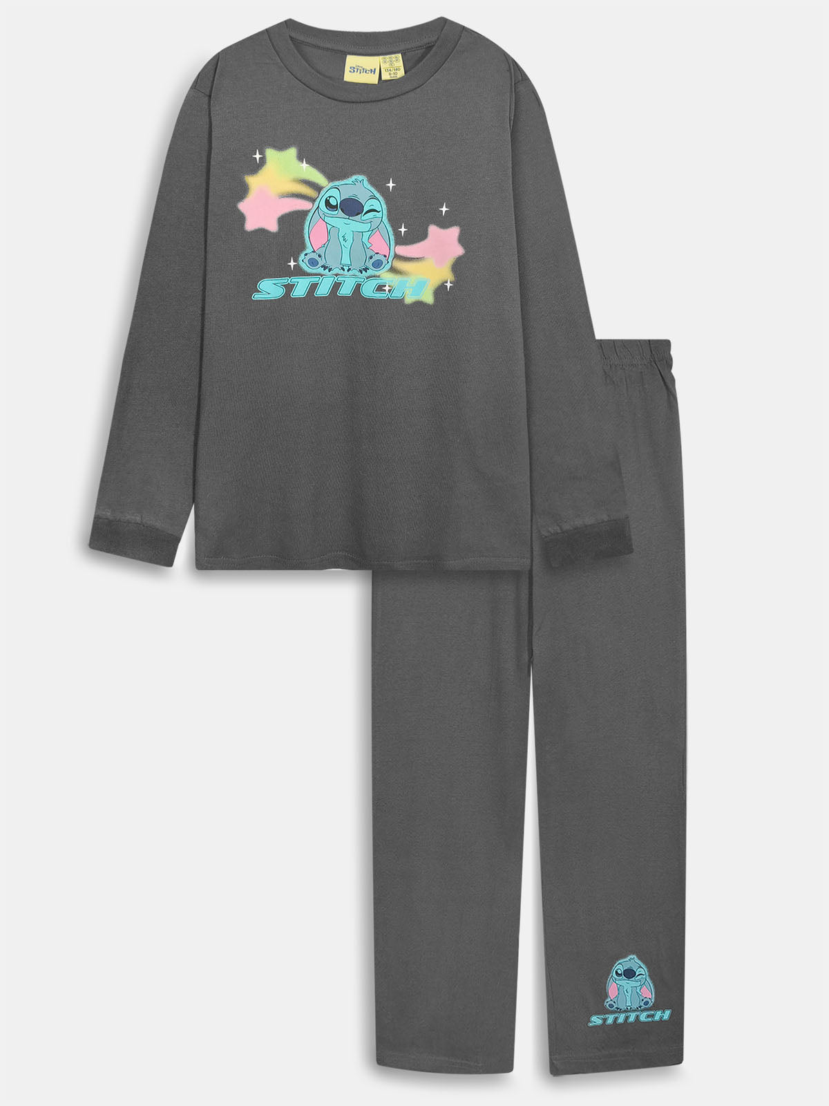 Girls Printed Grey Pyjama Set