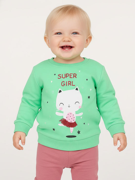 Baby Girls Pullover Mint Sweatshirt