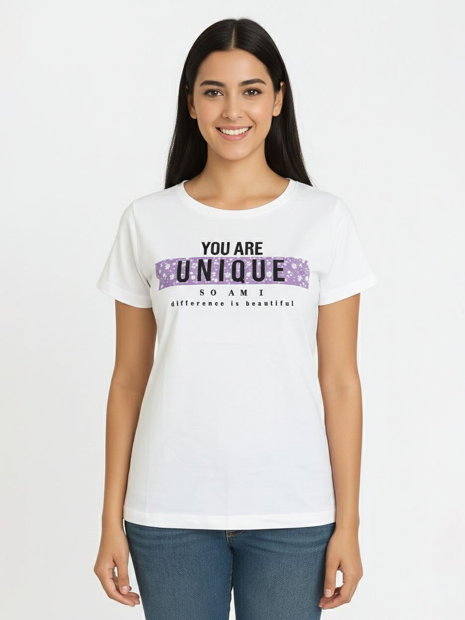 Ladies Printed T Shirt White
