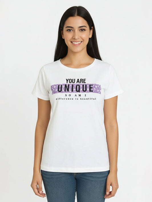 Ladies Printed T Shirt White