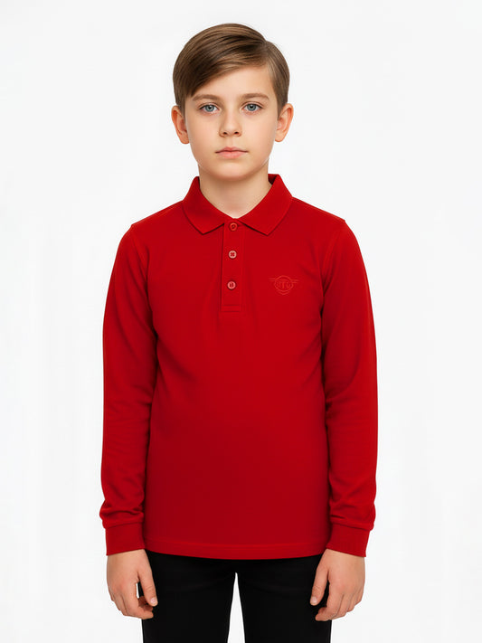 Boys Long Sleeve Collar T Shirt Red