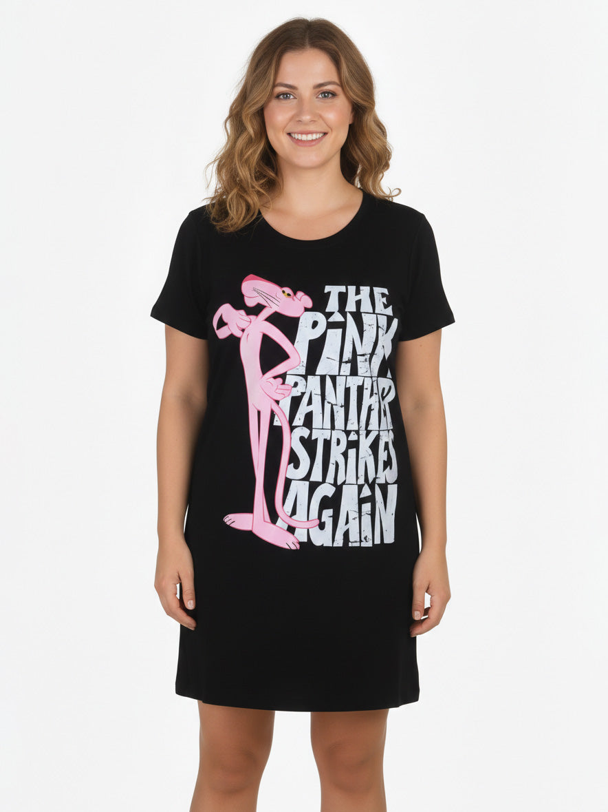Ladies Printed Black Night Shirt