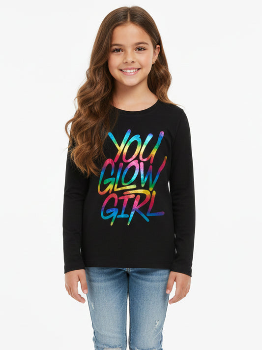 Girls Long Sleeve Foil Printed T Shirt