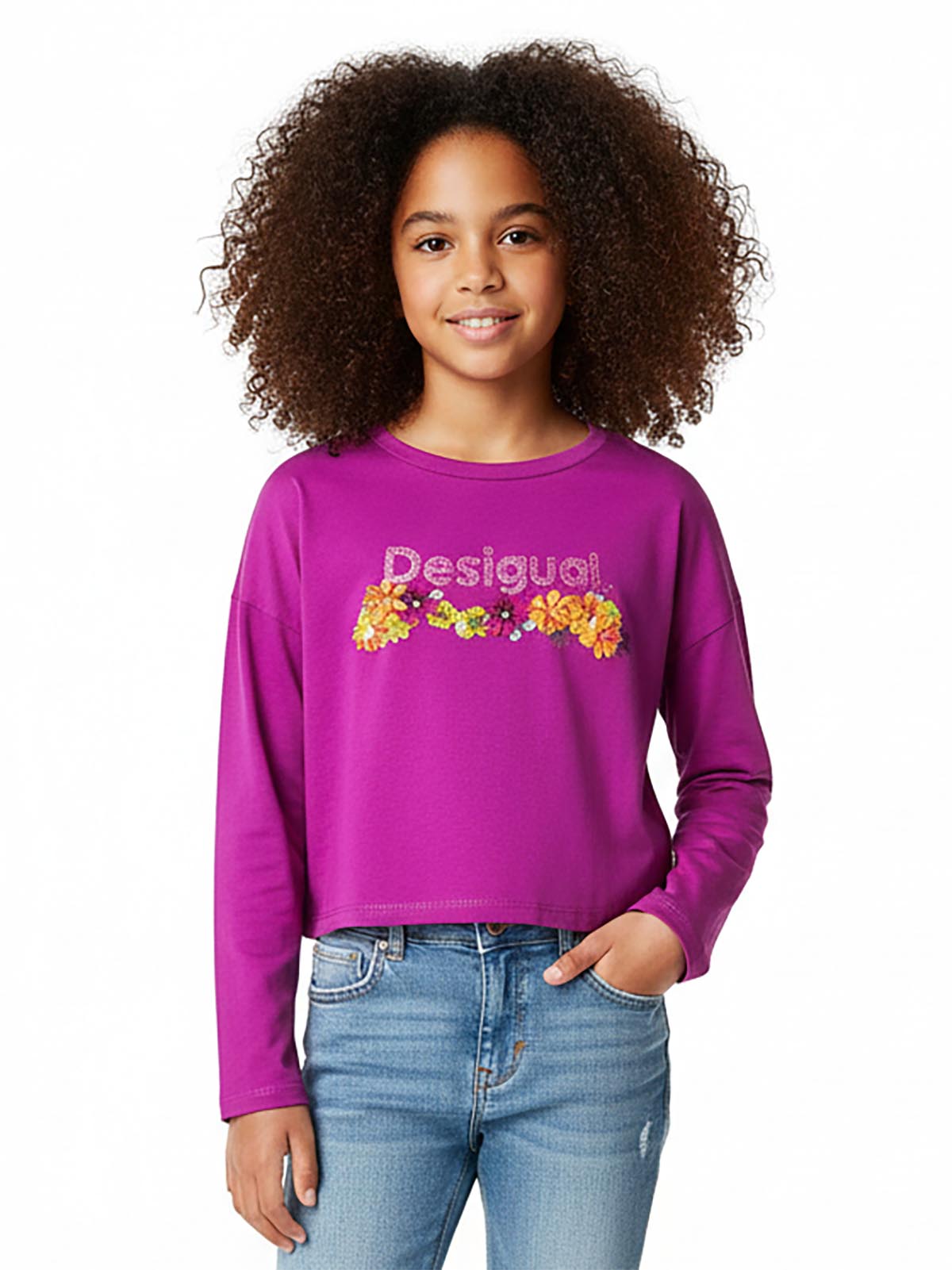 Girls Long Sleeve Crop Tee
