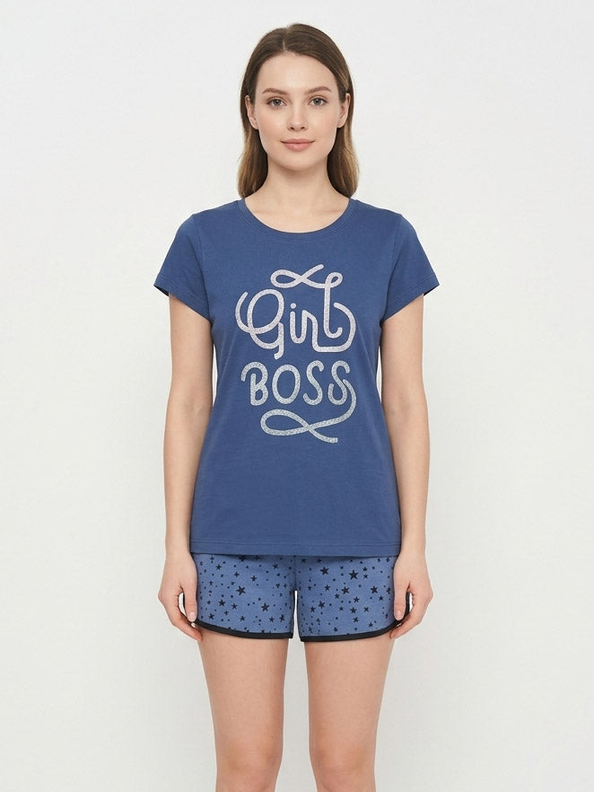 Ladies Blue Shorty Pyjama Set