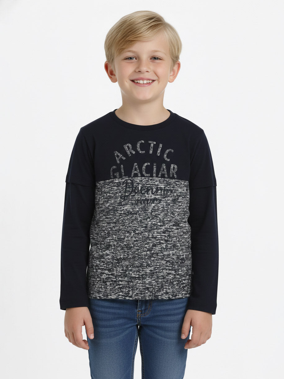 Boys Long Sleeve Navy T Shirt