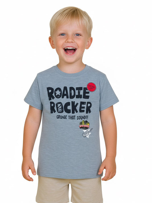 Boys Printed T Shirt Grey Melange