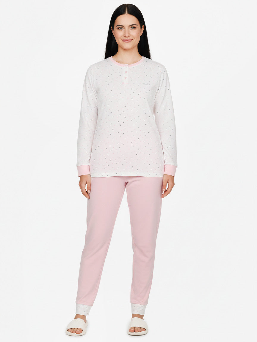 Ladies Printed Interlock Winter Pyjama Set Box Pack
