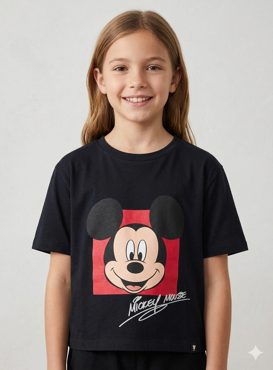Girls Printed Cropped Top Black