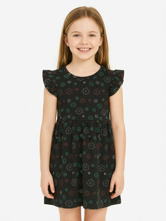 Girls Black AOP Dress