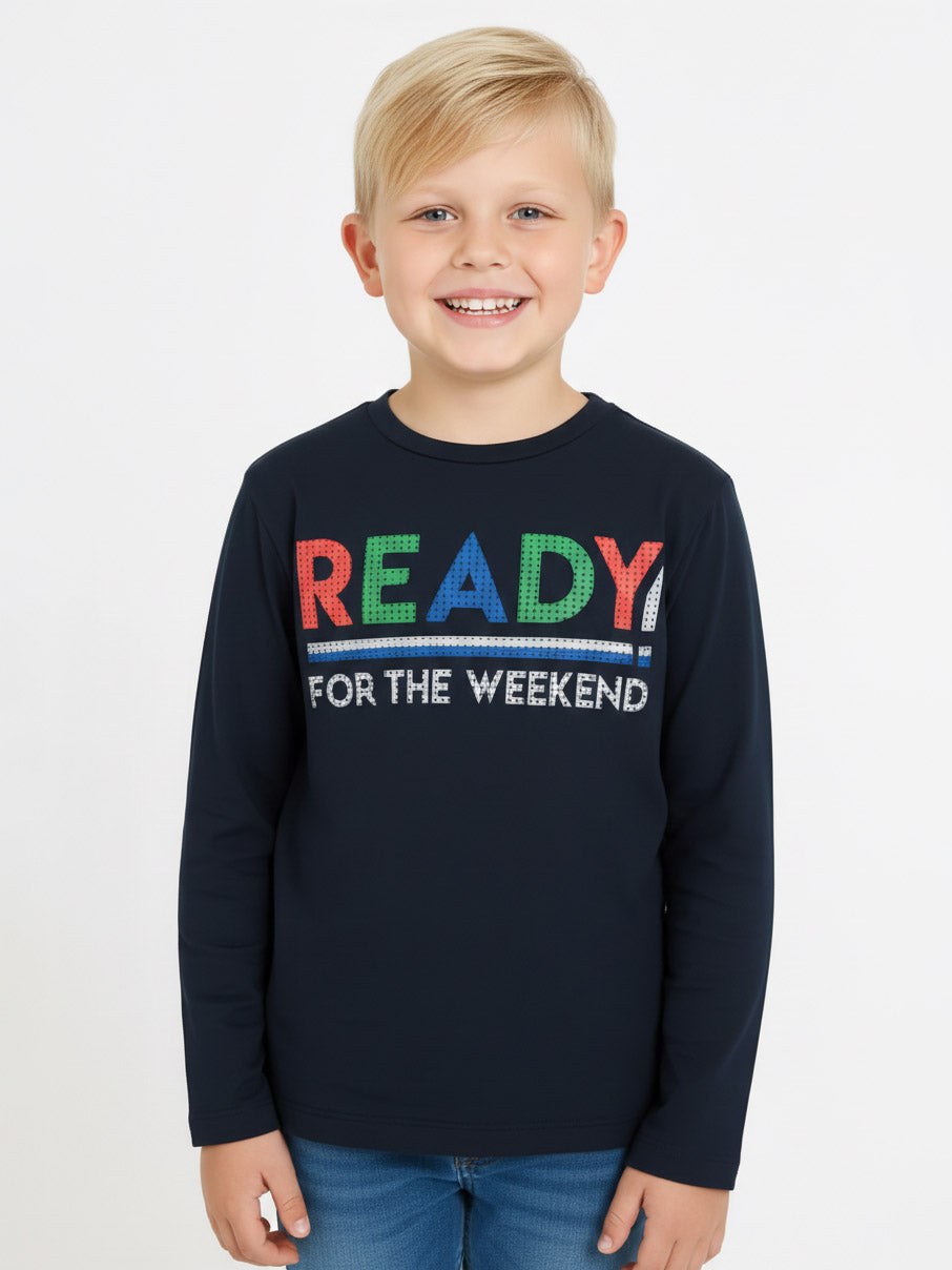 Boys Long Sleeve Navy T Shirt