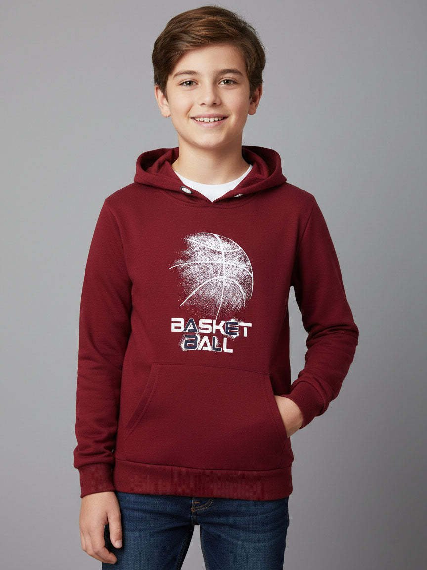 Boys Hooded Pullover Sweatshirt Wine