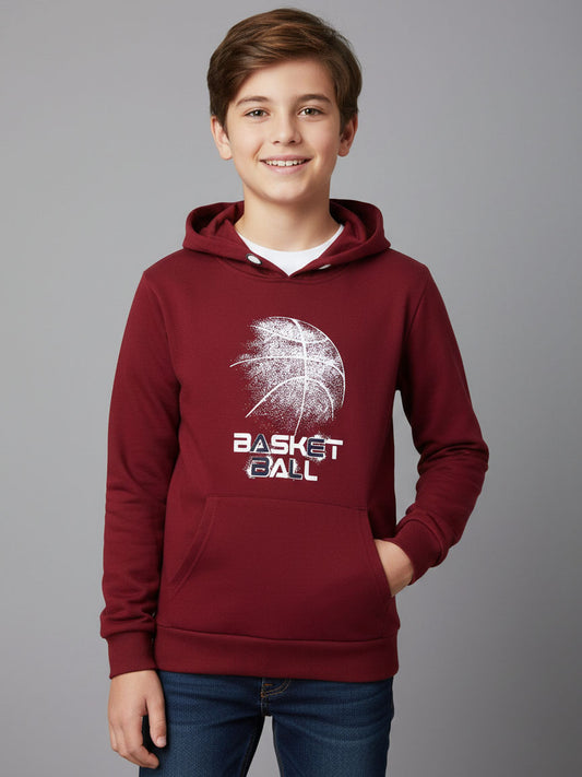 Boys Hooded Pullover Sweatshirt Wine