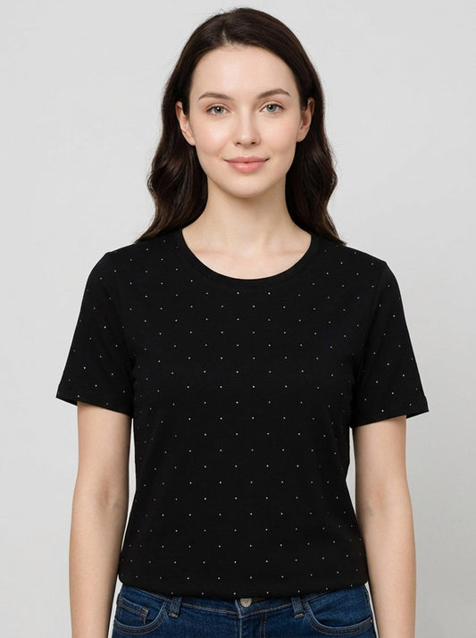 Ladies Black AOP Top