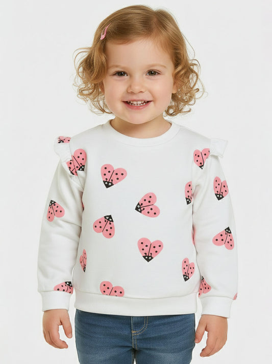 Baby Girls White Pullover Sweatshirt