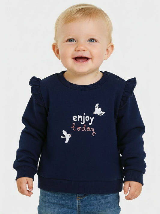 Baby Girls Navy Pullover Sweatshirt