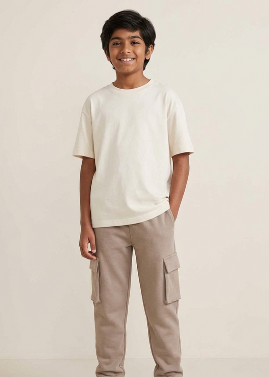 Boys Khaki Cargo Track Pant