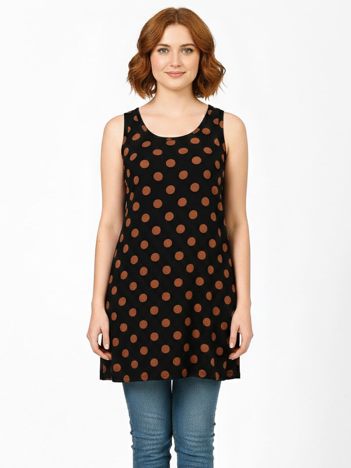 Ladies Brown Dot Printed Long Tunic
