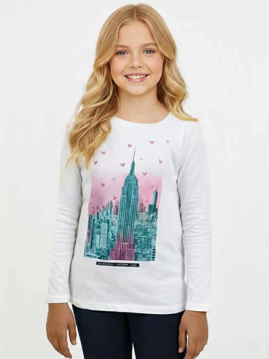 Girls Long Sleeve T Shirt White