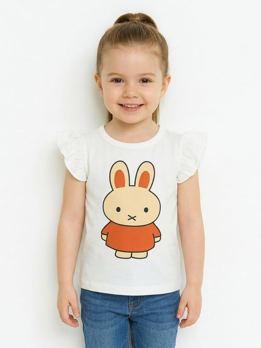 Girls Printed Top | White
