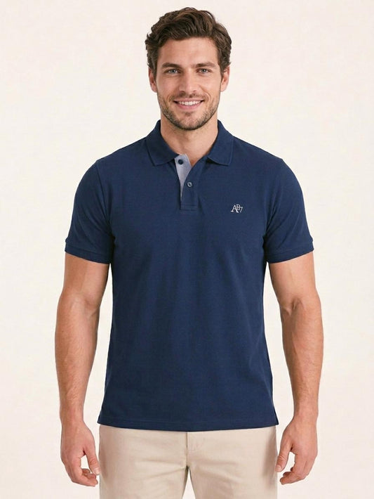 Mens Collar T Shirt Navy-Grey